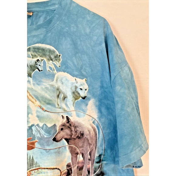 Vtg Y2K The Mountain 2001 T-Shirt 2XL Wolf Dreamcatcher Tie Dye - Excellent Cond - Picture 4 of 13